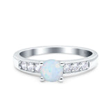 Art Deco Wedding Engagement Bridal Ring Round Simulated Cubic Zirconia 925 Sterling Silver