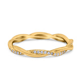 Full Eternity Crisscross Band Wedding Ring Round Simulated Cubic Zirconia 925 Sterling Silver (2.5mm)