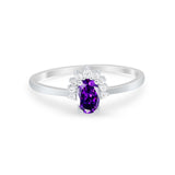 Petite Dainty Thumb Ring Round Simulated Cubic Zirconia 925 Sterling Silver
