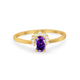Petite Dainty Thumb Ring Round Simulated Cubic Zirconia 925 Sterling Silver