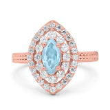 Marquise Vintage Halo Wedding Ring Simulated Cubic Zirconia 925 Sterling Silver