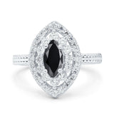 Marquise Vintage Halo Wedding Ring Simulated Cubic Zirconia 925 Sterling Silver