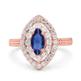 Marquise Vintage Halo Wedding Ring Simulated Cubic Zirconia 925 Sterling Silver