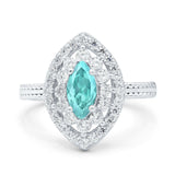 Marquise Vintage Halo Wedding Ring Simulated Cubic Zirconia 925 Sterling Silver