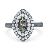 Marquise Vintage Halo Wedding Ring Simulated Cubic Zirconia 925 Sterling Silver