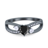 Heart Art Deco Engagement Promise Ring Simulated Cubic Zirconia 925 Sterling Silver