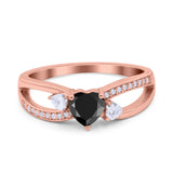 Heart Art Deco Engagement Promise Ring Simulated Cubic Zirconia 925 Sterling Silver