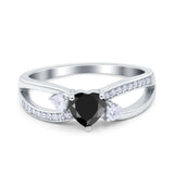 Heart Art Deco Engagement Promise Ring Simulated Cubic Zirconia 925 Sterling Silver