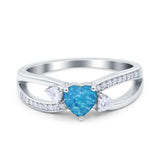 Heart Art Deco Engagement Promise Ring Simulated Cubic Zirconia 925 Sterling Silver