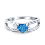 Heart Art Deco Engagement Promise Ring Simulated Cubic Zirconia 925 Sterling Silver