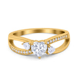 Heart Art Deco Engagement Promise Ring Simulated Cubic Zirconia 925 Sterling Silver