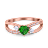 Heart Art Deco Engagement Promise Ring Simulated Cubic Zirconia 925 Sterling Silver