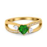 Heart Art Deco Engagement Promise Ring Simulated Cubic Zirconia 925 Sterling Silver