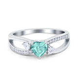 Heart Art Deco Engagement Promise Ring Simulated Cubic Zirconia 925 Sterling Silver