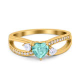 Heart Art Deco Engagement Promise Ring Simulated Cubic Zirconia 925 Sterling Silver