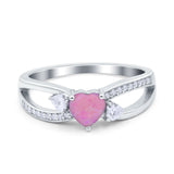 Heart Art Deco Engagement Promise Ring Simulated Cubic Zirconia 925 Sterling Silver