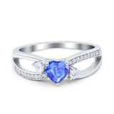 Heart Art Deco Engagement Promise Ring Simulated Cubic Zirconia 925 Sterling Silver