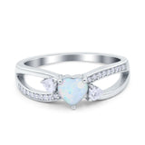 Heart Art Deco Engagement Promise Ring Simulated Cubic Zirconia 925 Sterling Silver