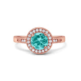 Halo Art Deco Wedding Ring Simulated Cubic Zirconia 925 Sterling Silver
