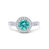 Halo Art Deco Wedding Ring Simulated Cubic Zirconia 925 Sterling Silver