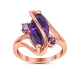 Swirl Fashion Ring Marquise Round Simulated Cubic Zirconia 925 Sterling Silver