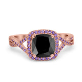Cushion Wedding Ring Simulated Amethyst Cubic Zirconia 925 Sterling Silver
