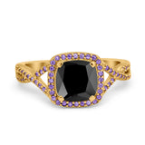 Cushion Wedding Ring Simulated Amethyst Cubic Zirconia 925 Sterling Silver