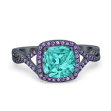 Cushion Wedding Ring Simulated Amethyst Cubic Zirconia 925 Sterling Silver