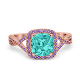Cushion Wedding Ring Simulated Amethyst Cubic Zirconia 925 Sterling Silver