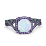 Cushion Wedding Ring Simulated Amethyst Cubic Zirconia 925 Sterling Silver