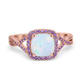 Cushion Wedding Ring Simulated Amethyst Cubic Zirconia 925 Sterling Silver