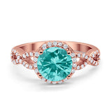 Art Deco Halo Infinity Engagement Wedding Ring Round Cubic Zirconia Solid 925 Sterling Silver Choose Color