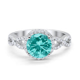 Art Deco Halo Infinity Engagement Wedding Ring Round Cubic Zirconia Solid 925 Sterling Silver Choose Color