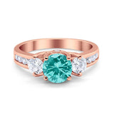 Three Stone Wedding Ring Round Simulated Cubic Zirconia 925 Sterling Silver