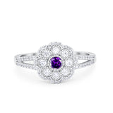 Art Deco Antique Style Wedding Engagement Ring Round Cubic Zirconia 925 Sterling Silver