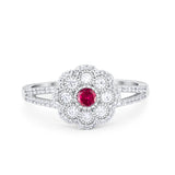 Art Deco Antique Style Wedding Engagement Ring Round Cubic Zirconia 925 Sterling Silver