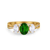 Oval Three Stone Engagement Ring Simulated Cubic Zirconia 925 Sterling Silver