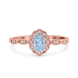 Halo Art Deco Oval Wedding Engagement Ring Simulated Cubic Zirconia 925 Sterling Silver