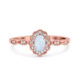 Halo Art Deco Oval Wedding Engagement Ring Simulated Cubic Zirconia 925 Sterling Silver