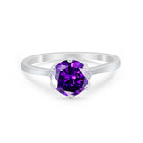 Art Deco Engagement Ring Round Simulated Cubic Zirconia 925 Sterling Silver