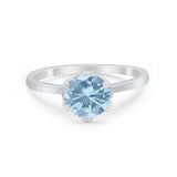 Art Deco Engagement Ring Round Simulated Cubic Zirconia 925 Sterling Silver