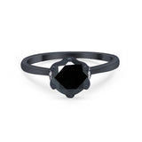 Art Deco Engagement Ring Round Simulated Cubic Zirconia 925 Sterling Silver