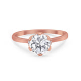Art Deco Engagement Ring Round Simulated Cubic Zirconia 925 Sterling Silver