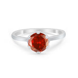 Art Deco Engagement Ring Round Simulated Cubic Zirconia 925 Sterling Silver