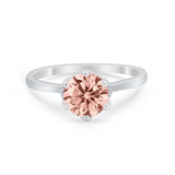 Art Deco Engagement Ring Round Simulated Cubic Zirconia 925 Sterling Silver