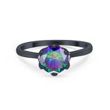Art Deco Engagement Ring Round Simulated Cubic Zirconia 925 Sterling Silver