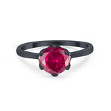 Art Deco Engagement Ring Round Simulated Cubic Zirconia 925 Sterling Silver
