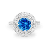 Halo Cocktail Wedding Engagement Ring Round Cubic Zirconia 925 Sterling Silver