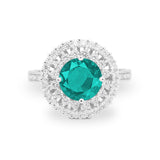 Halo Cocktail Wedding Engagement Ring Round Cubic Zirconia 925 Sterling Silver