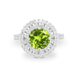 Halo Cocktail Wedding Engagement Ring Round Cubic Zirconia 925 Sterling Silver